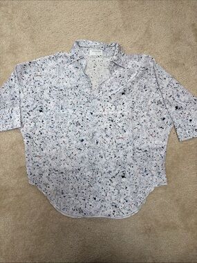 Light Gray Speckled Short-Sleeve Blouse